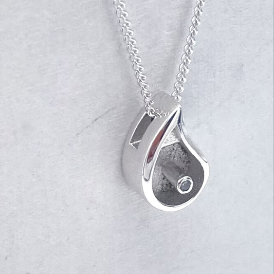 Silver Cubic Zirconia Floating Droplet Pendant