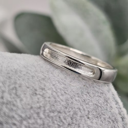 925 Sterling Silver 4mm Half Channel Band Ring
