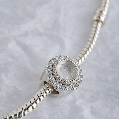 Halo Cubic Zirconia Round Charm Bead