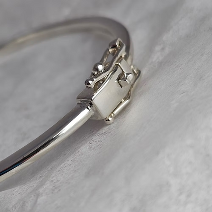 Silver Heart Bangle with Safety Clasp