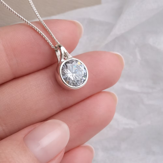 Cubic Zirconia Secretly Set Pendant - Round