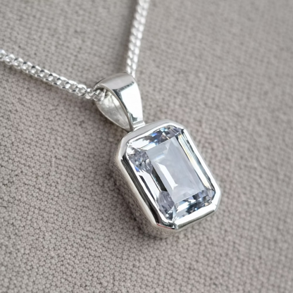 Cubic Zirconia Secretly Set Pendant - Emerald