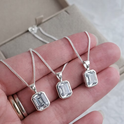 Cubic Zirconia Secretly Set Pendant - Emerald