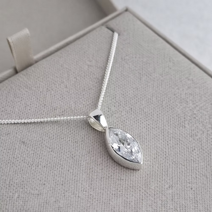 Cubic Zirconia Secretly Set Pendant - Marquise