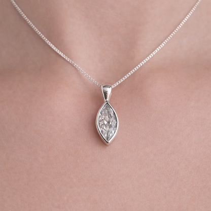 Cubic Zirconia Secretly Set Pendant - Marquise