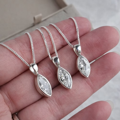 Cubic Zirconia Secretly Set Pendant - Marquise