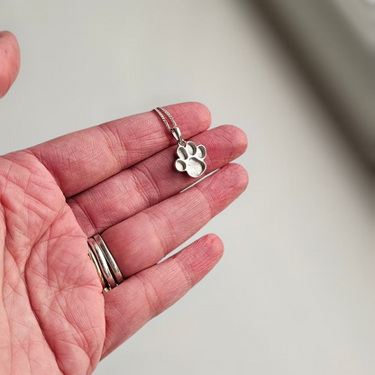 Sterling Silver Mini Paw Print Memorial Pendant