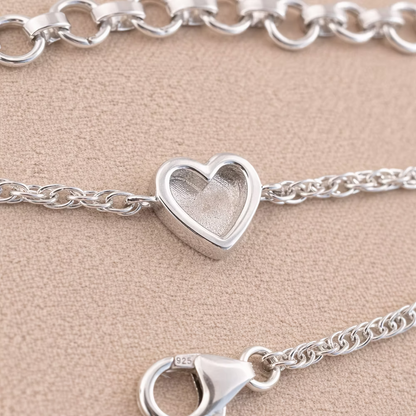 Sterling Silver Small Heart Adjustable Bracelet With Rope Chain