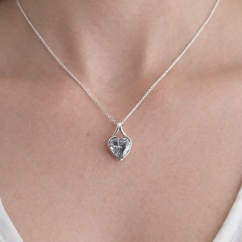 Cubic Zirconia Secretly Set Heart Pendant