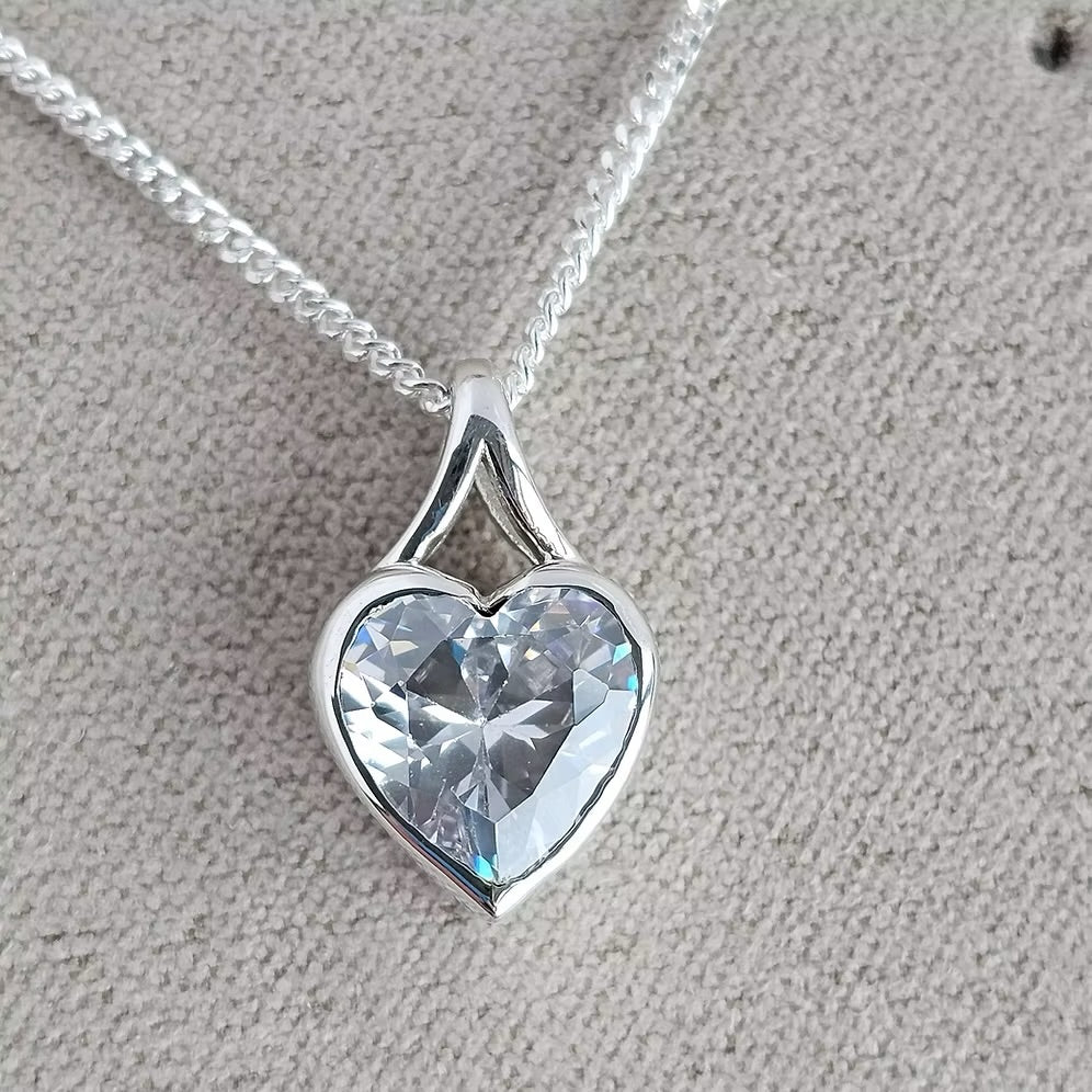 Cubic Zirconia Secretly Set Heart Pendant