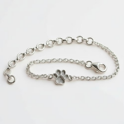 Sterling Silver Mini Paw Print Adjustable Belcher Chain Bracelet