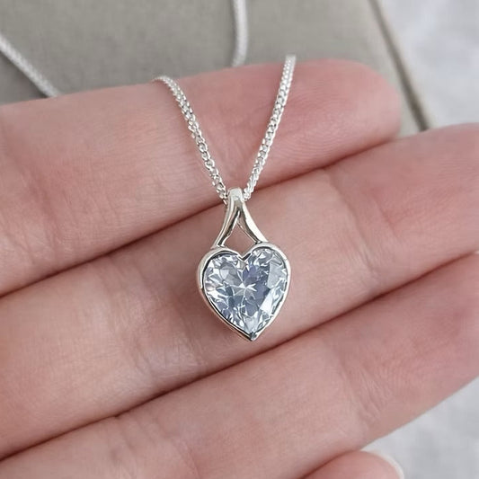 Cubic Zirconia Secretly Set Heart Pendant
