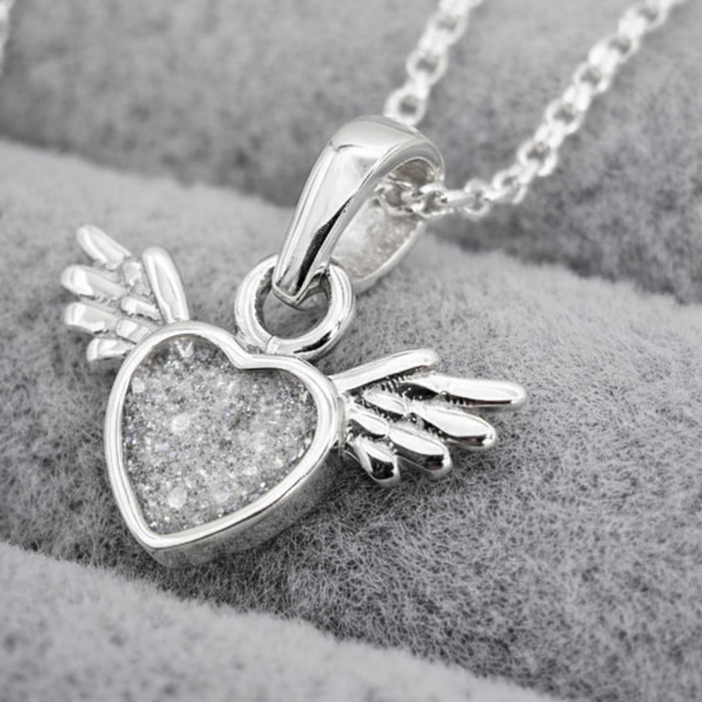 Sterling Silver Mini Cupid Heart Memorial Pendant